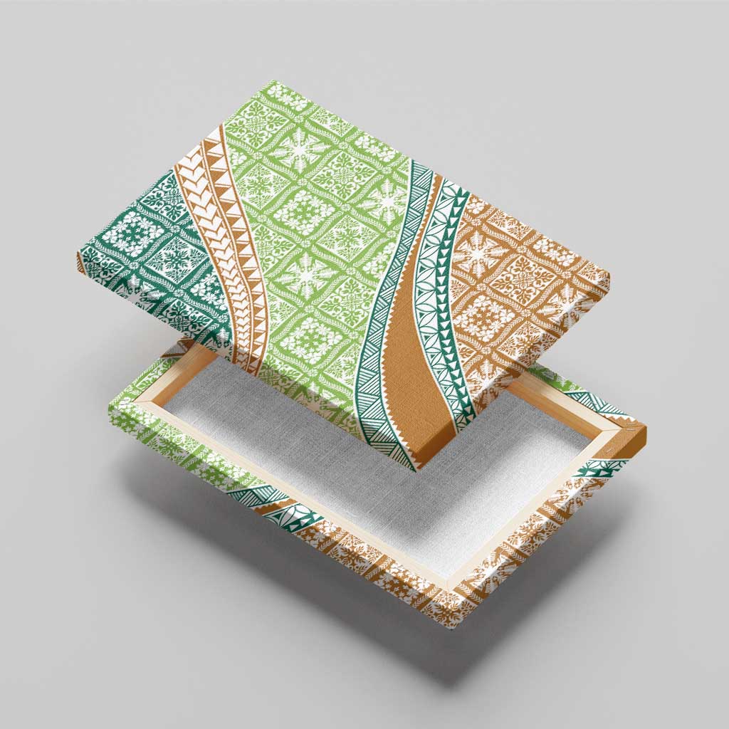 Hawaiian Quilt Pattern Canvas Wall Art Green Chestnut Color Mixed LT01 - Polynesian Pride