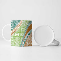Hawaiian Quilt Pattern Ceramic Mug Green Chestnut Color Mixed LT01 - Polynesian Pride