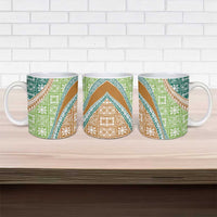 Hawaiian Quilt Pattern Ceramic Mug Green Chestnut Color Mixed LT01 - Polynesian Pride