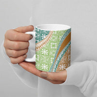Hawaiian Quilt Pattern Ceramic Mug Green Chestnut Color Mixed LT01 - Polynesian Pride