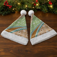 Hawaiian Quilt Pattern Christmas Santa Hat Green Chestnut Color Mixed - Polynesian Pride
