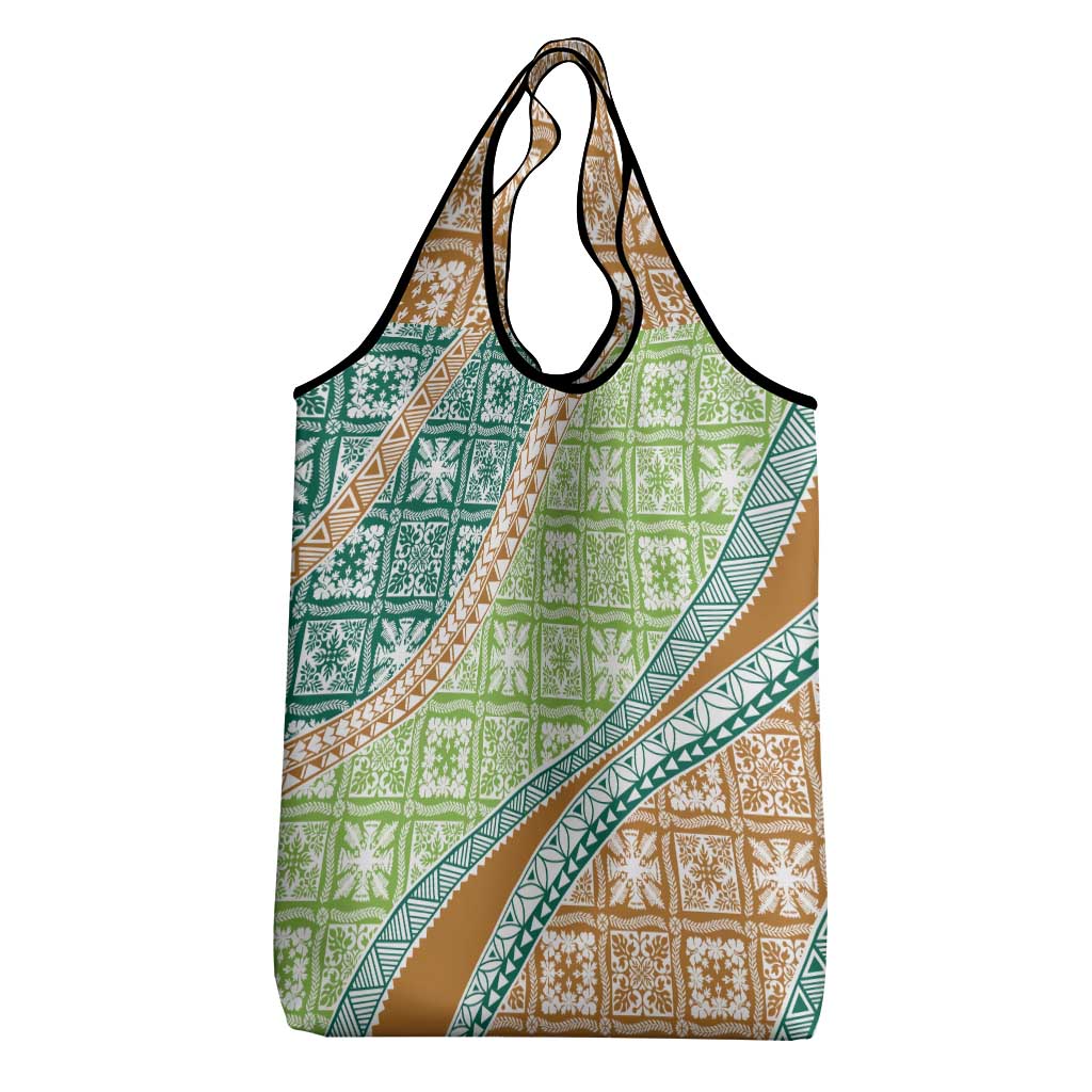 Hawaiian Quilt Pattern Grocery Bag Green Chestnut Color Mixed LT01 - Polynesian Pride
