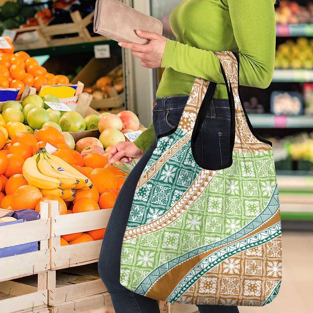 Hawaiian Quilt Pattern Grocery Bag Green Chestnut Color Mixed LT01 - Polynesian Pride