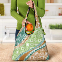 Hawaiian Quilt Pattern Grocery Bag Green Chestnut Color Mixed LT01 - Polynesian Pride