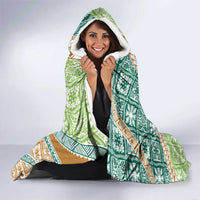 Hawaiian Quilt Pattern Hooded Blanket Green Chestnut Color Mixed LT01 - Polynesian Pride