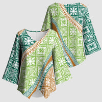 Hawaiian Quilt Pattern Kimono Sleeve Blouse Green Chestnut Color Mixed LT01 - Polynesian Pride