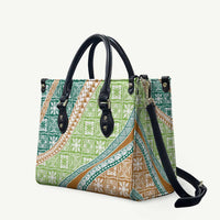 Hawaiian Quilt Pattern Leather Bag Green Chestnut Color Mixed - Polynesian Pride