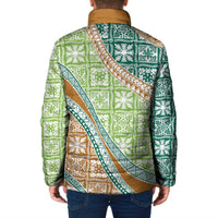 Hawaiian Quilt Pattern Padded Jacket Green Chestnut Color Mixed LT01 - Polynesian Pride