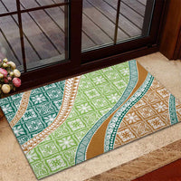 Hawaiian Quilt Pattern Rubber Doormat Green Chestnut Color Mixed LT01 - Polynesian Pride