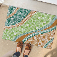Hawaiian Quilt Pattern Rubber Doormat Green Chestnut Color Mixed LT01 - Polynesian Pride