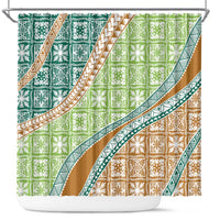 Hawaiian Quilt Pattern Shower Curtain Green Chestnut Color Mixed LT01 Green - Polynesian Pride
