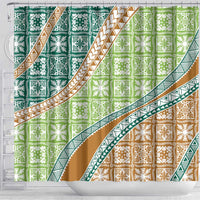 Hawaiian Quilt Pattern Shower Curtain Green Chestnut Color Mixed LT01 - Polynesian Pride