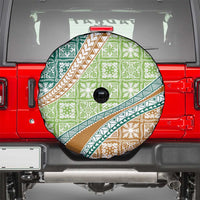 Hawaiian Quilt Pattern Spare Tire Cover Green Chestnut Color Mixed - Polynesian Pride