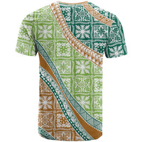 Hawaiian Quilt Pattern T Shirt Green Chestnut Color Mixed - Polynesian Pride