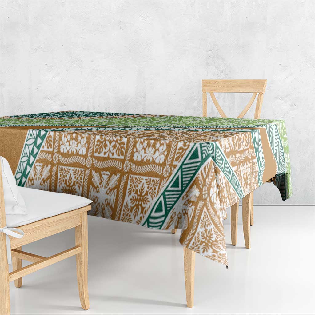 Hawaiian Quilt Pattern Tablecloth Green Chestnut Color Mixed LT01 - Polynesian Pride
