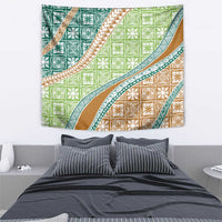 Hawaiian Quilt Pattern Tapestry Green Chestnut Color Mixed LT01 - Polynesian Pride