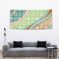 Hawaiian Quilt Pattern Tapestry Green Chestnut Color Mixed LT01 - Polynesian Pride