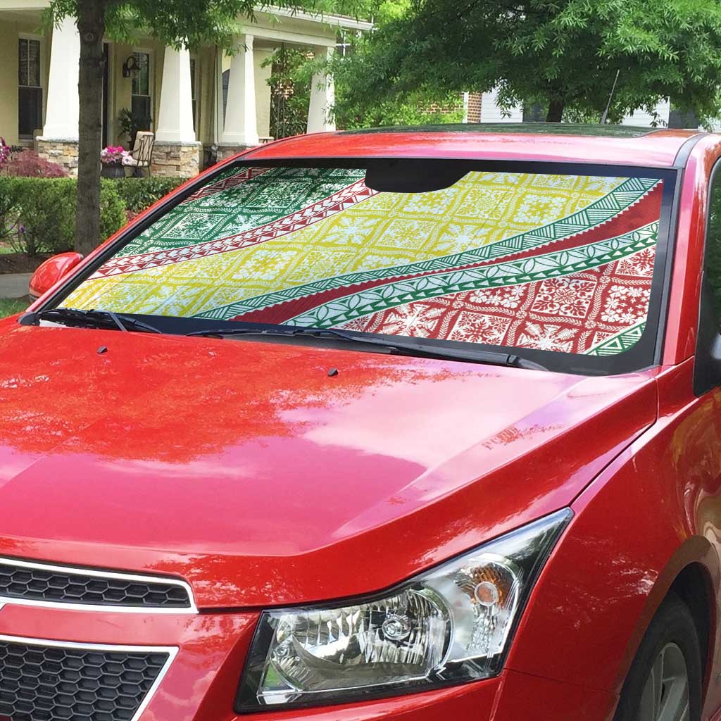 Hawaiian Quilt Pattern Auto Sun Shade Special Color Mixed - Polynesian Pride