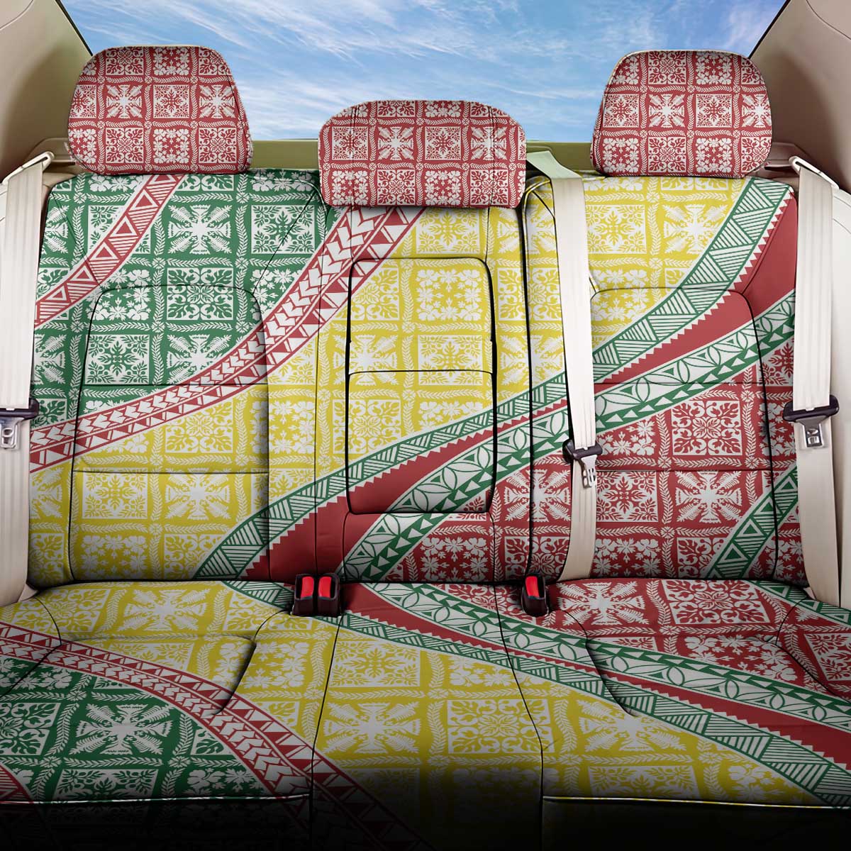 Hawaiian Quilt Pattern Back Car Seat Cover Special Color Mixed - Polynesian Pride