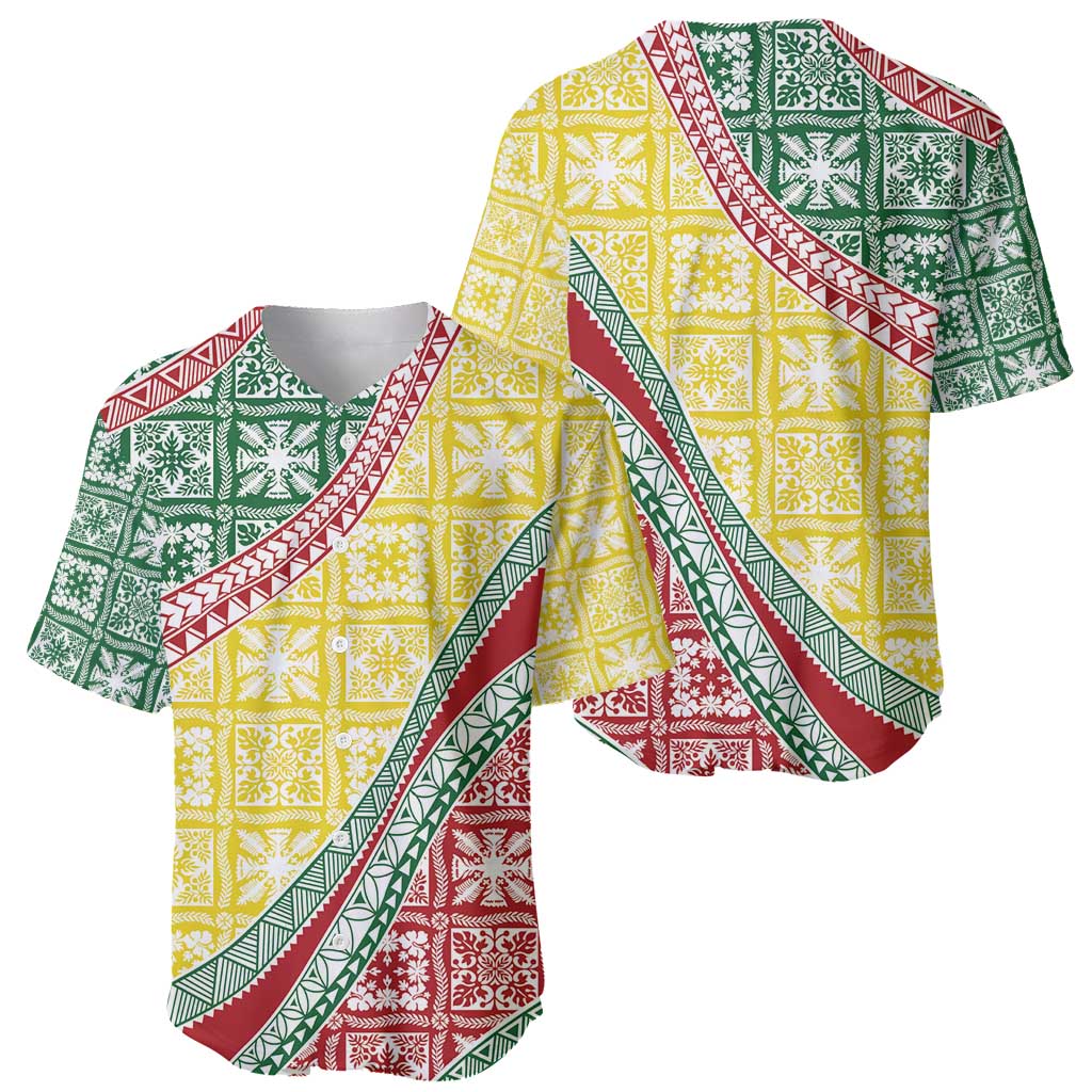 Hawaiian Quilt Pattern Baseball Jersey Special Color Mixed LT01 - Polynesian Pride