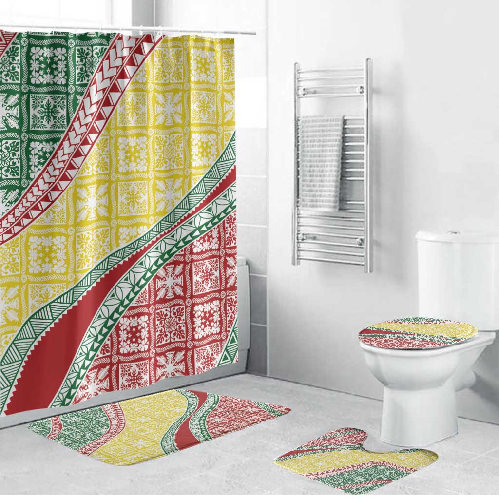 Hawaiian Quilt Pattern Bathroom Set Special Color Mixed - Polynesian Pride