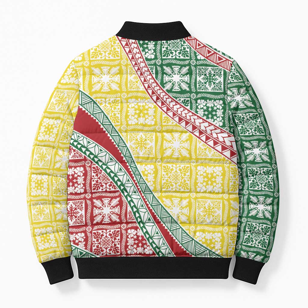 Hawaiian Quilt Pattern Bomber Puffer Jacket Special Color Mixed - Polynesian Pride