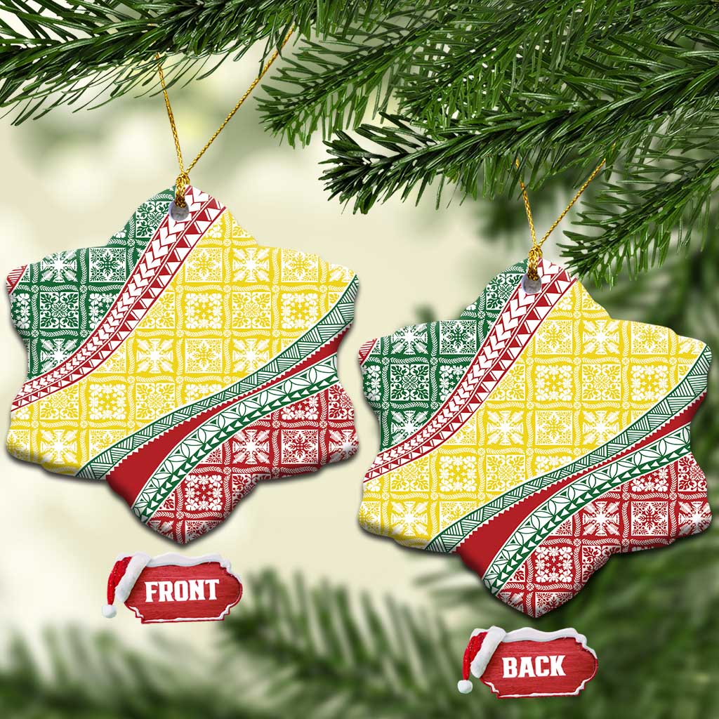 Hawaiian Quilt Pattern Ceramic Ornament Special Color Mixed - Polynesian Pride