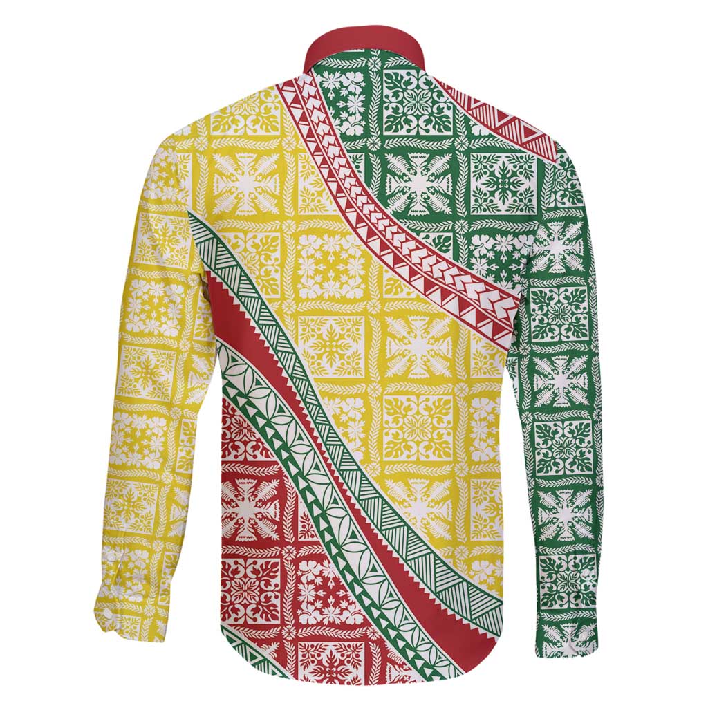 Hawaiian Quilt Pattern Family Matching Long Sleeve Bodycon Dress and Hawaiian Shirt Special Color Mixed - Polynesian Pride