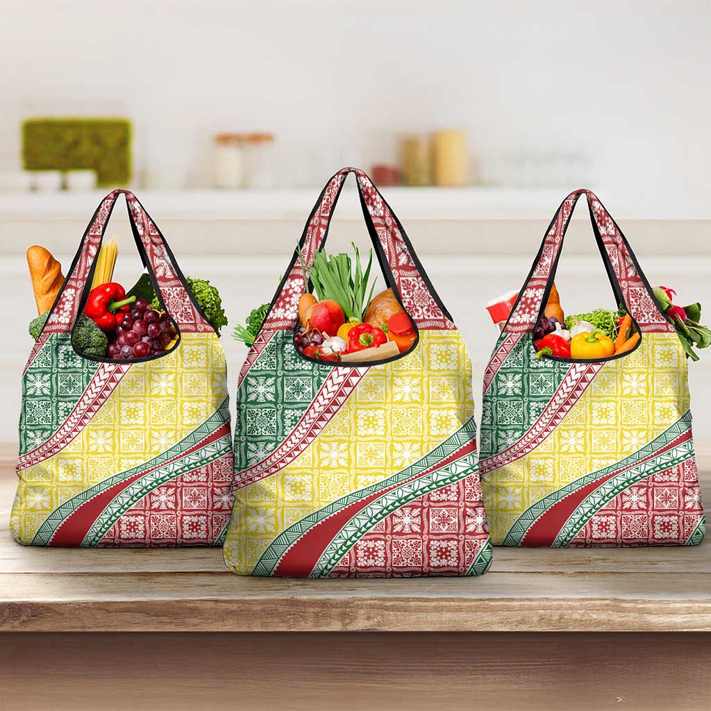 Hawaiian Quilt Pattern Grocery Bag Special Color Mixed LT01 3-pack One Size Multicolor - Polynesian Pride