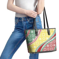 Hawaiian Quilt Pattern Leather Tote Bag Special Color Mixed LT01 - Polynesian Pride