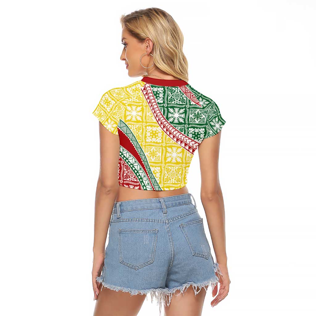 Hawaiian Quilt Pattern Raglan Cropped T Shirt Special Color Mixed LT01 - Polynesian Pride