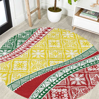 Hawaiian Quilt Pattern Round Carpet Special Color Mixed - Polynesian Pride