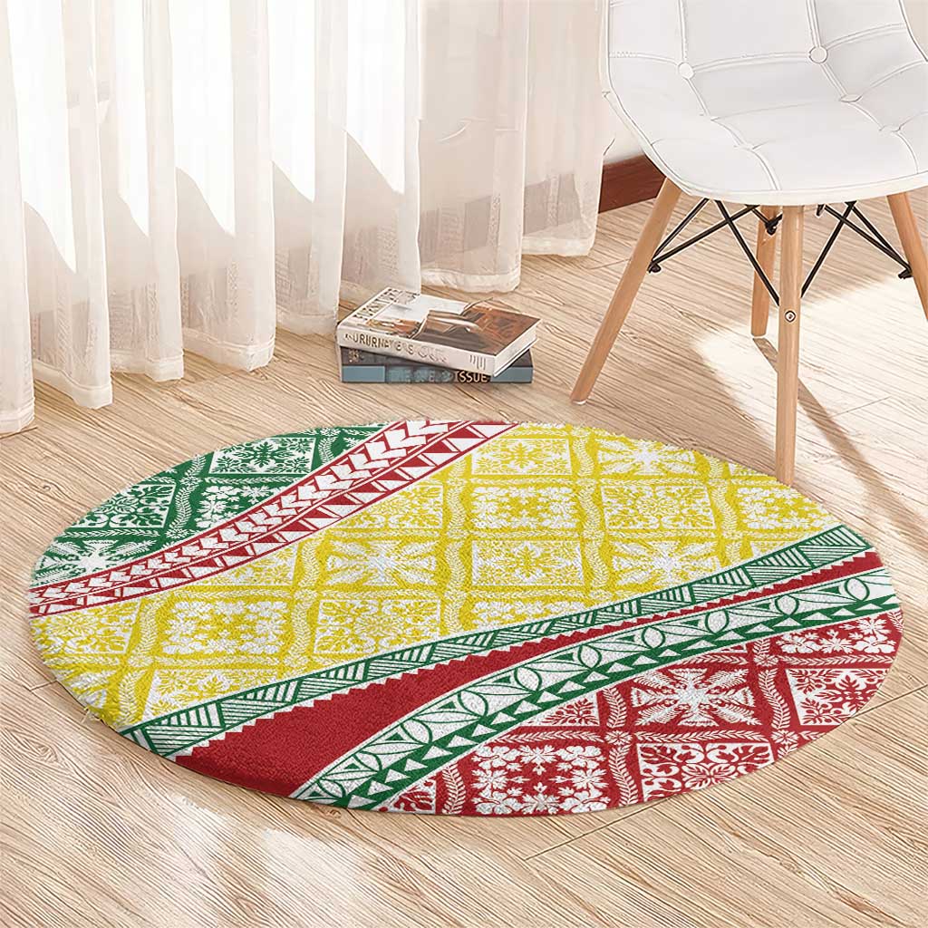 Hawaiian Quilt Pattern Round Carpet Special Color Mixed - Polynesian Pride