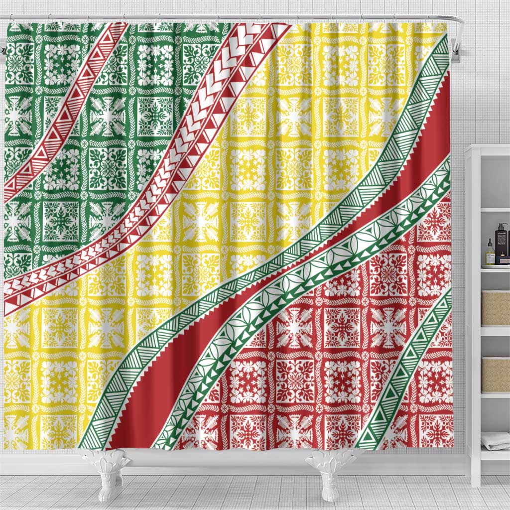 Hawaiian Quilt Pattern Shower Curtain Special Color Mixed - Polynesian Pride