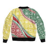 Hawaiian Quilt Pattern Sleeve Zip Bomber Jacket Special Color Mixed - Polynesian Pride