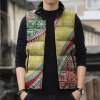 Hawaiian Quilt Pattern Sleeveless Puffer Jacket Special Color Mixed - Polynesian Pride