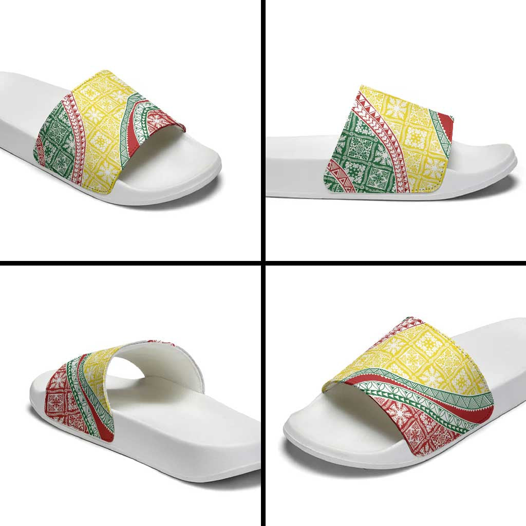 Hawaiian Quilt Pattern Slide Sandals Special Color Mixed LT01 - Polynesian Pride