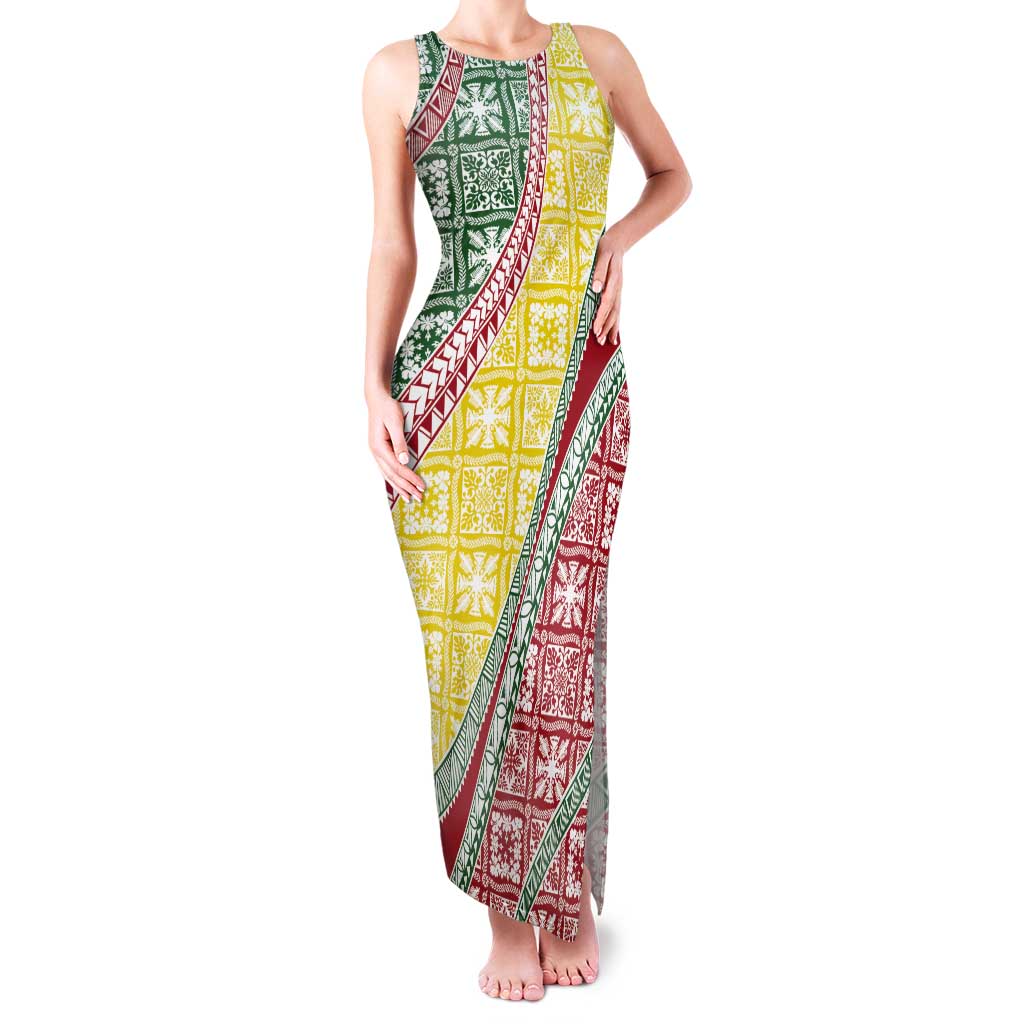 Hawaiian Quilt Pattern Tank Maxi Dress Special Color Mixed - Polynesian Pride
