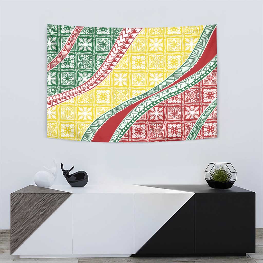 Hawaiian Quilt Pattern Tapestry Special Color Mixed - Polynesian Pride