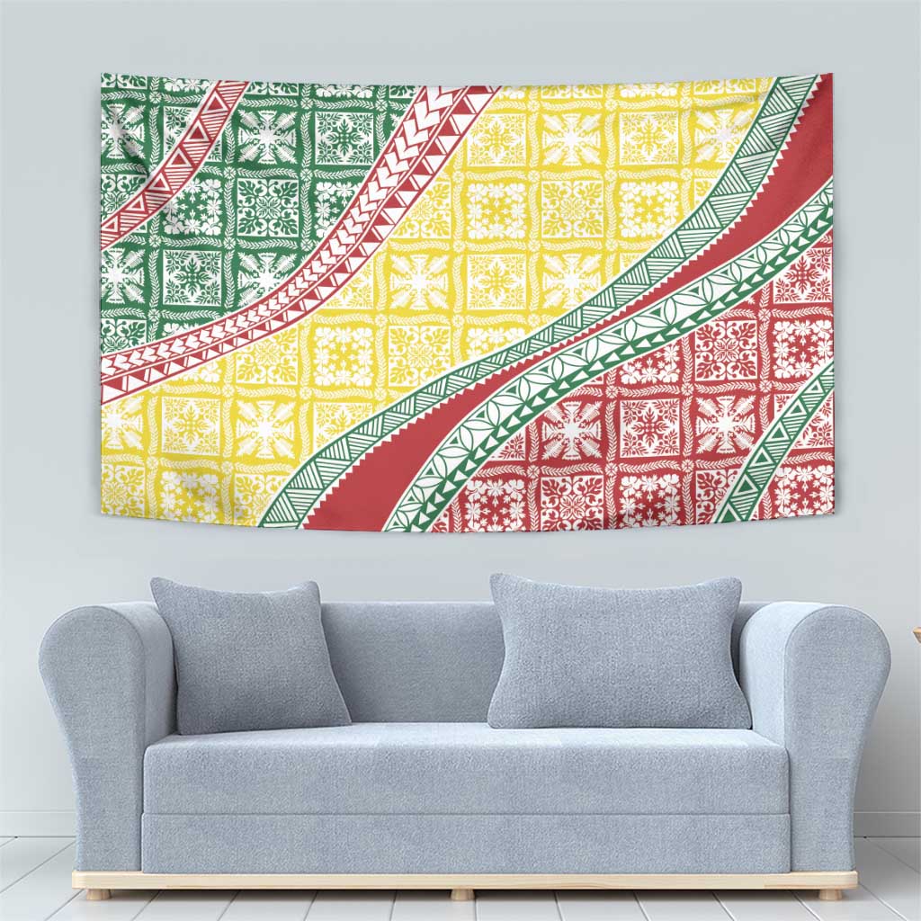 Hawaiian Quilt Pattern Tapestry Special Color Mixed - Polynesian Pride
