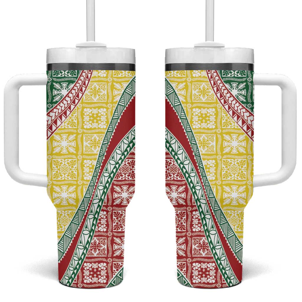 Hawaiian Quilt Pattern Tumbler With Handle Special Color Mixed - Polynesian Pride