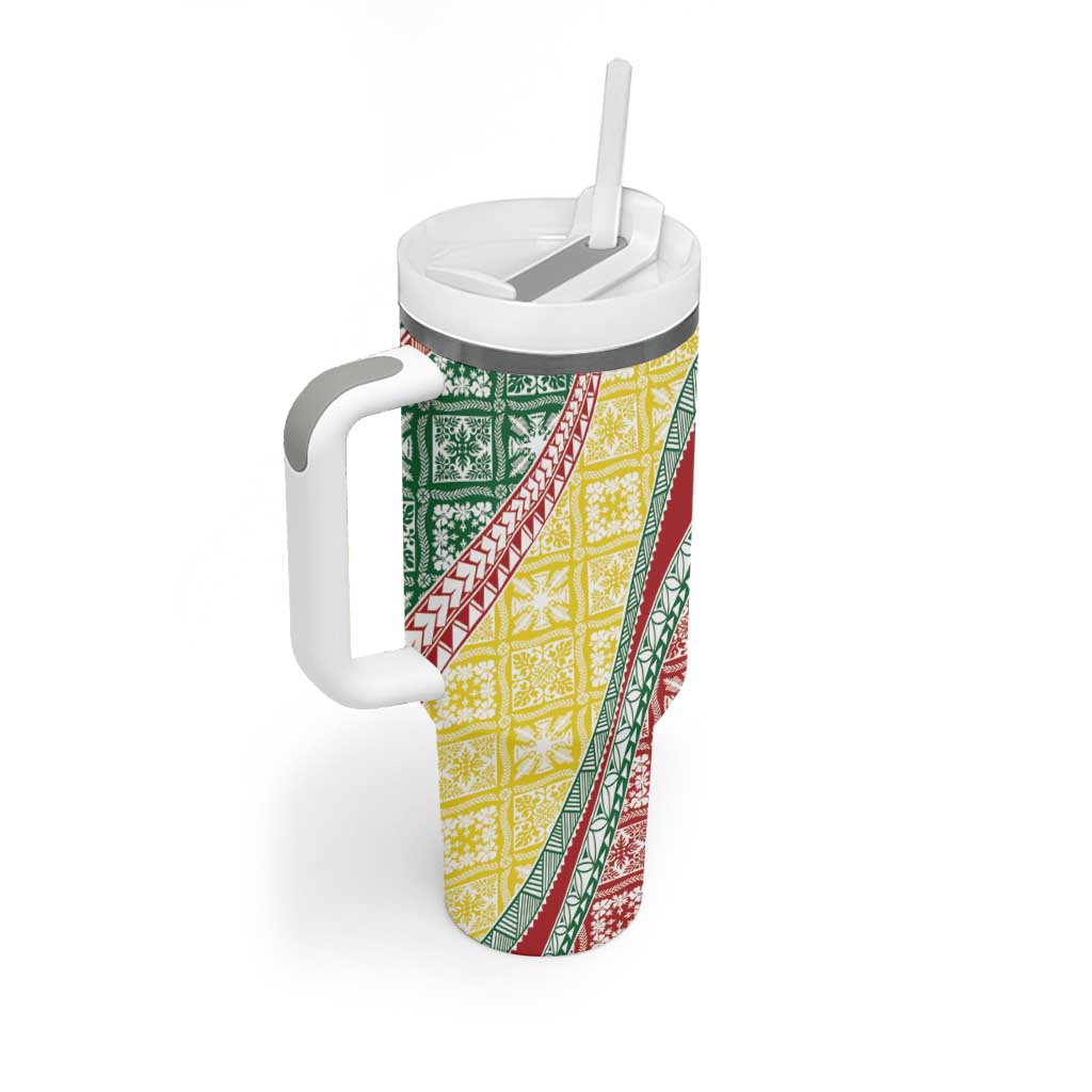 Hawaiian Quilt Pattern Tumbler With Handle Special Color Mixed - Polynesian Pride