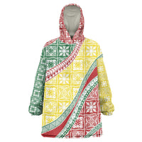 Hawaiian Quilt Pattern Wearable Blanket Hoodie Special Color Mixed LT01 One Size Multicolor - Polynesian Pride