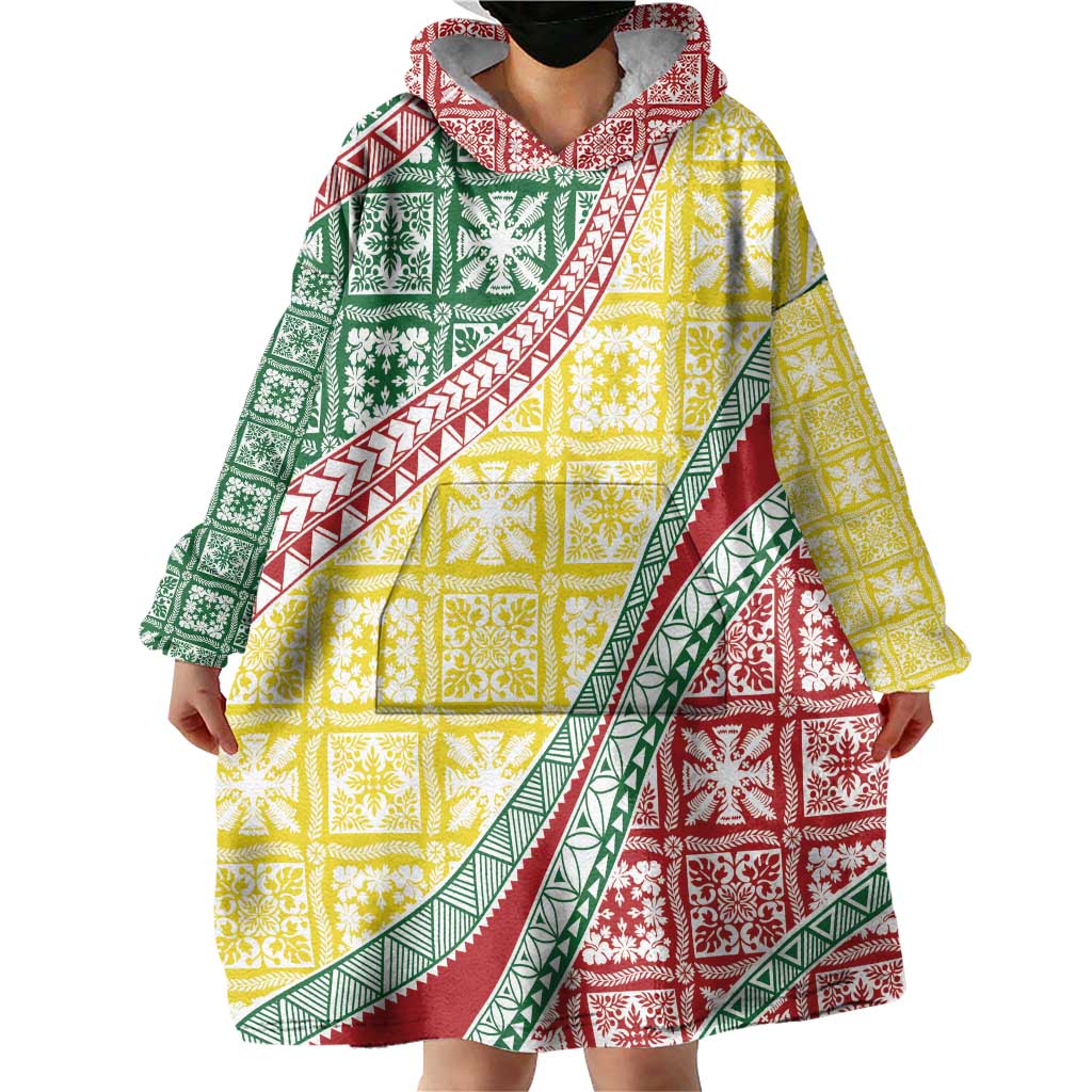 Hawaiian Quilt Pattern Wearable Blanket Hoodie Special Color Mixed LT01 - Polynesian Pride