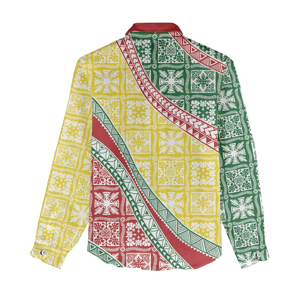 Hawaiian Quilt Pattern Women Casual Shirt Special Color Mixed - Polynesian Pride