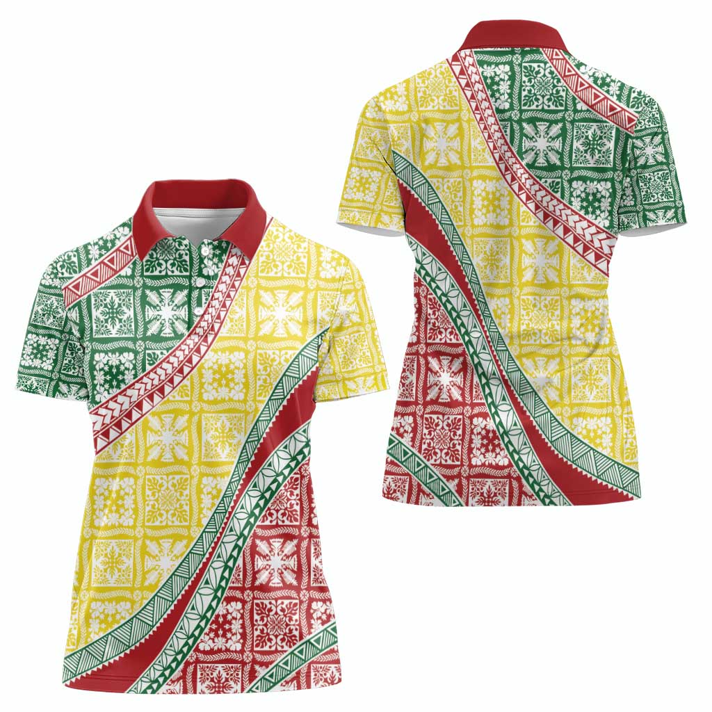 Hawaiian Quilt Pattern Women Polo Shirt Special Color Mixed - Polynesian Pride