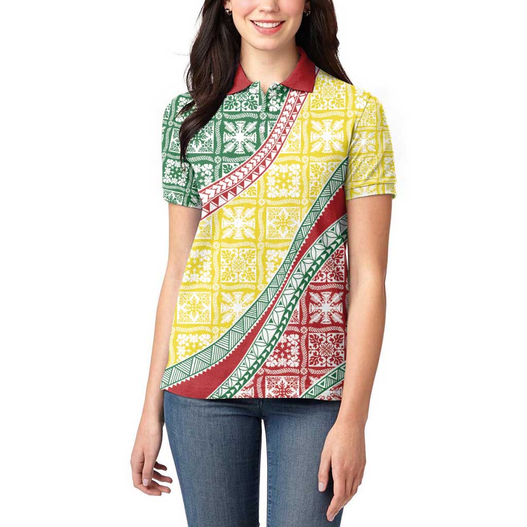 Hawaiian Quilt Pattern Women Polo Shirt Special Color Mixed - Polynesian Pride