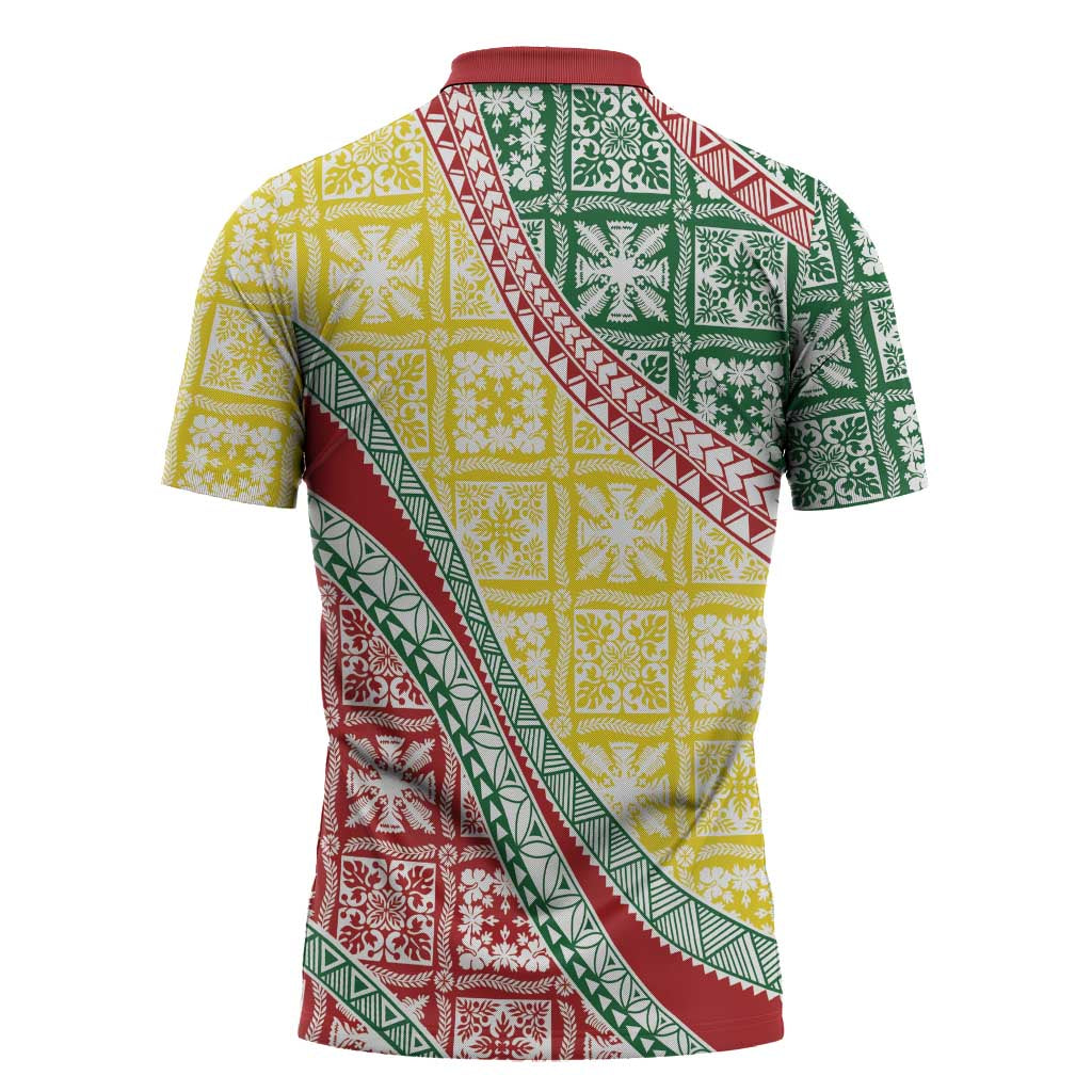 Hawaiian Quilt Pattern Zipper Polo Shirt Special Color Mixed - Polynesian Pride