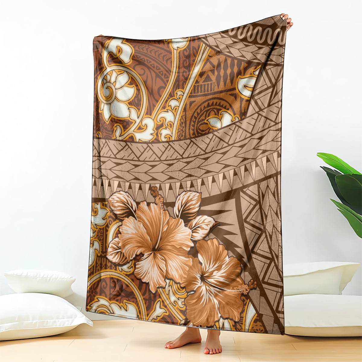 Fiji Masi Blanket Bula Fijian Masi Tapa Vintage Style LT01 Brown - Polynesian Pride