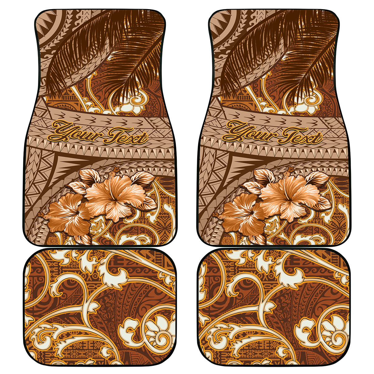 Fiji Masi Car Mats Bula Fijian Masi Tapa Vintage Style LT01 Brown - Polynesian Pride